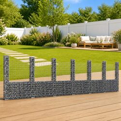 U-Shape Gabion Basket with 7 Posts Retaining Wall Fence Panel Garden Landscape