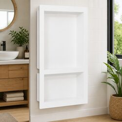 White Wall Mounted Shower Niche for Organized Living