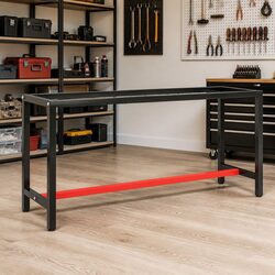 Work Bench Frame Metal Heavy Duty Powder Coated Matte Black Red 170x50x79cm