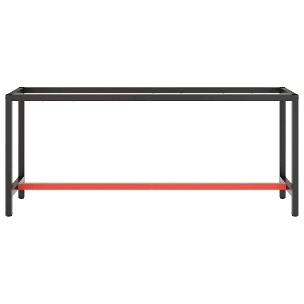 Heavy Duty Metal Workbench Frame Powder Coated Black with Reinforced Support Bars 190 x 50 x 79 cm