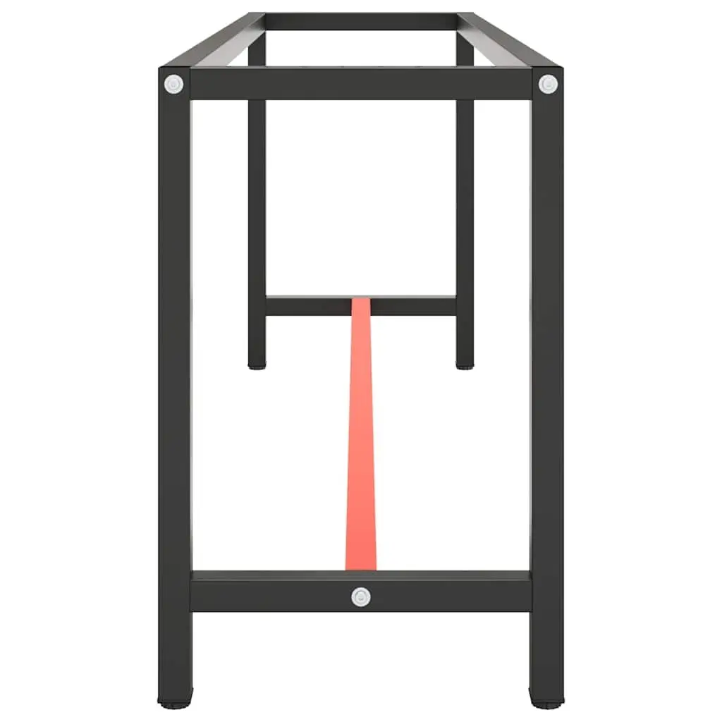 Heavy Duty Metal Workbench Frame Powder Coated Black with Reinforced Support Bars 190 x 50 x 79 cm