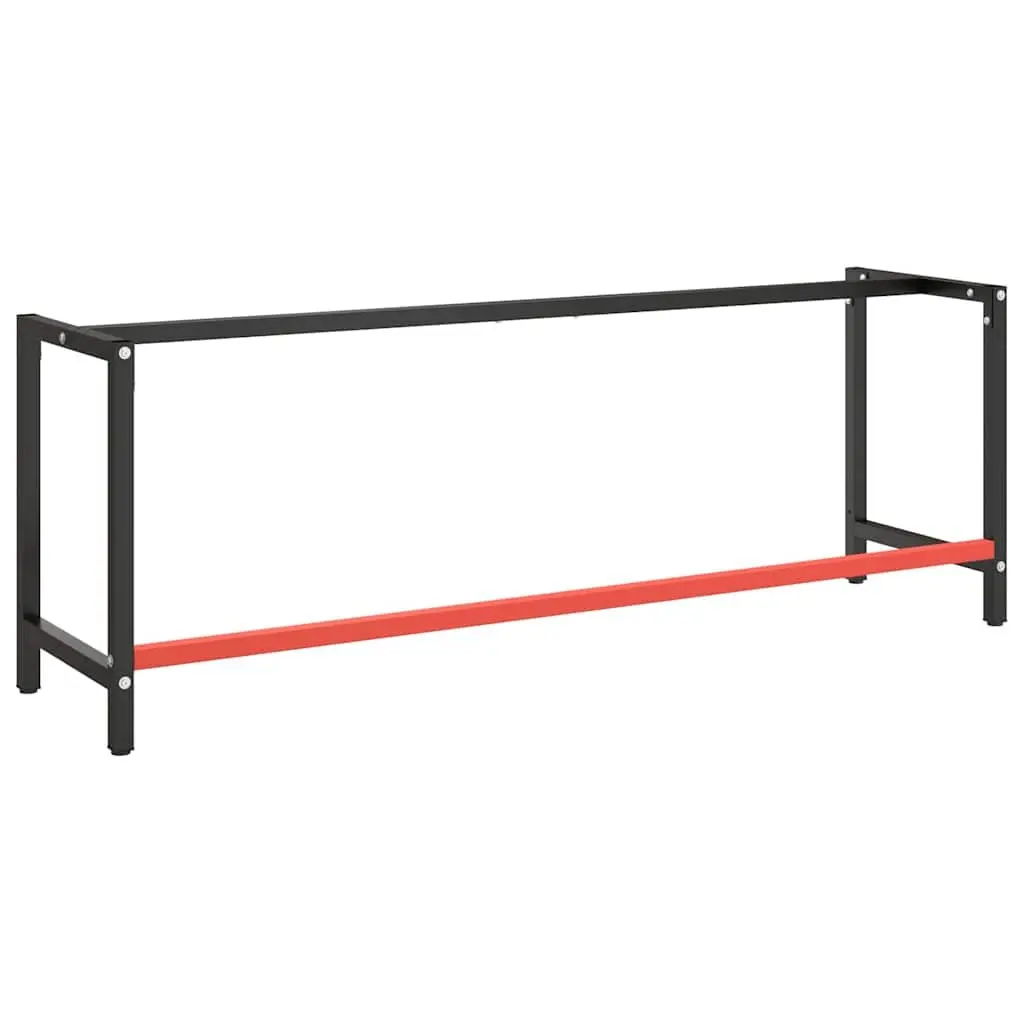 Heavy Duty Metal Work Bench Frame Matte Black Reinforced Bar Support