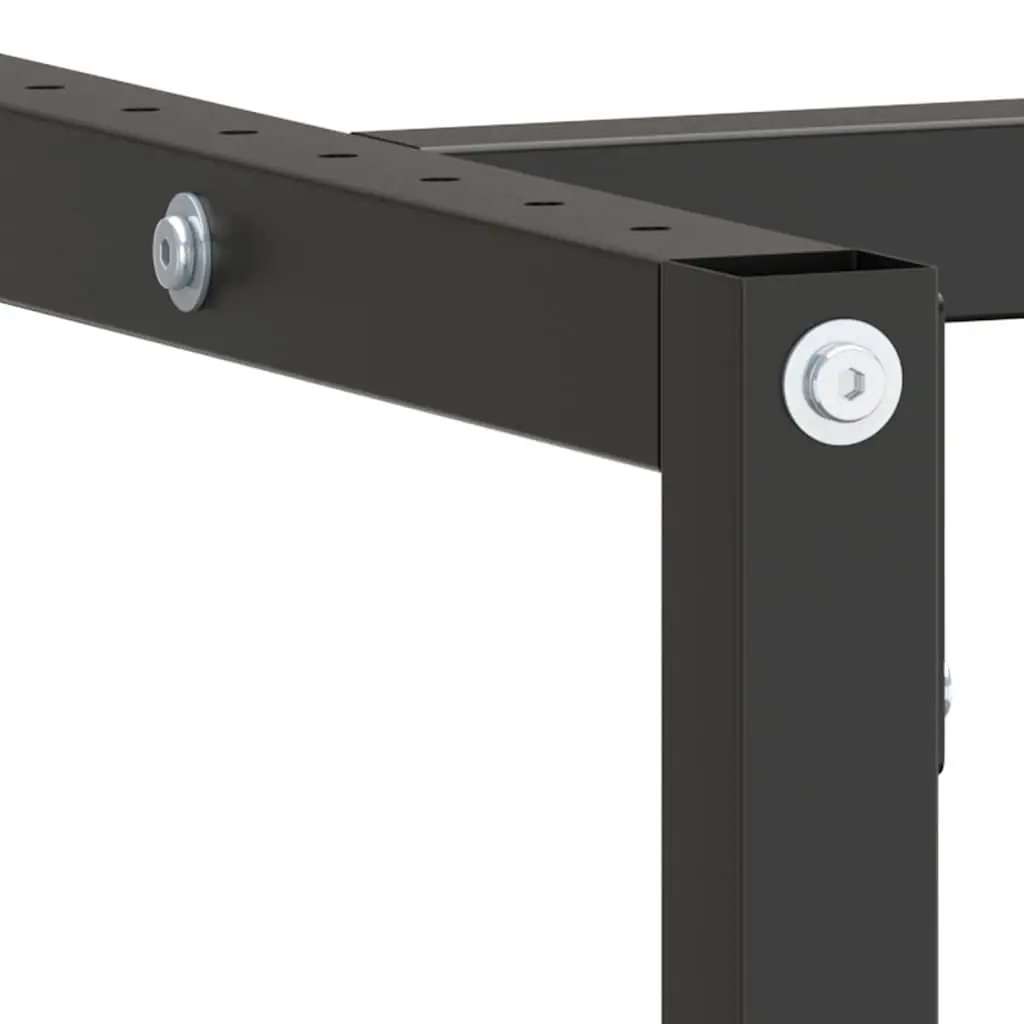 Heavy Duty Metal Work Bench Frame Matte Black Reinforced Bar Support