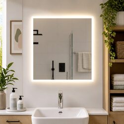 LED Bathroom Mirror 60x60 cm Vanity Wall Mount Waterproof USB Interface