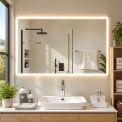LED Bathroom Mirror 100x60 cm Waterproof Vanity Makeup Wall Mount USB