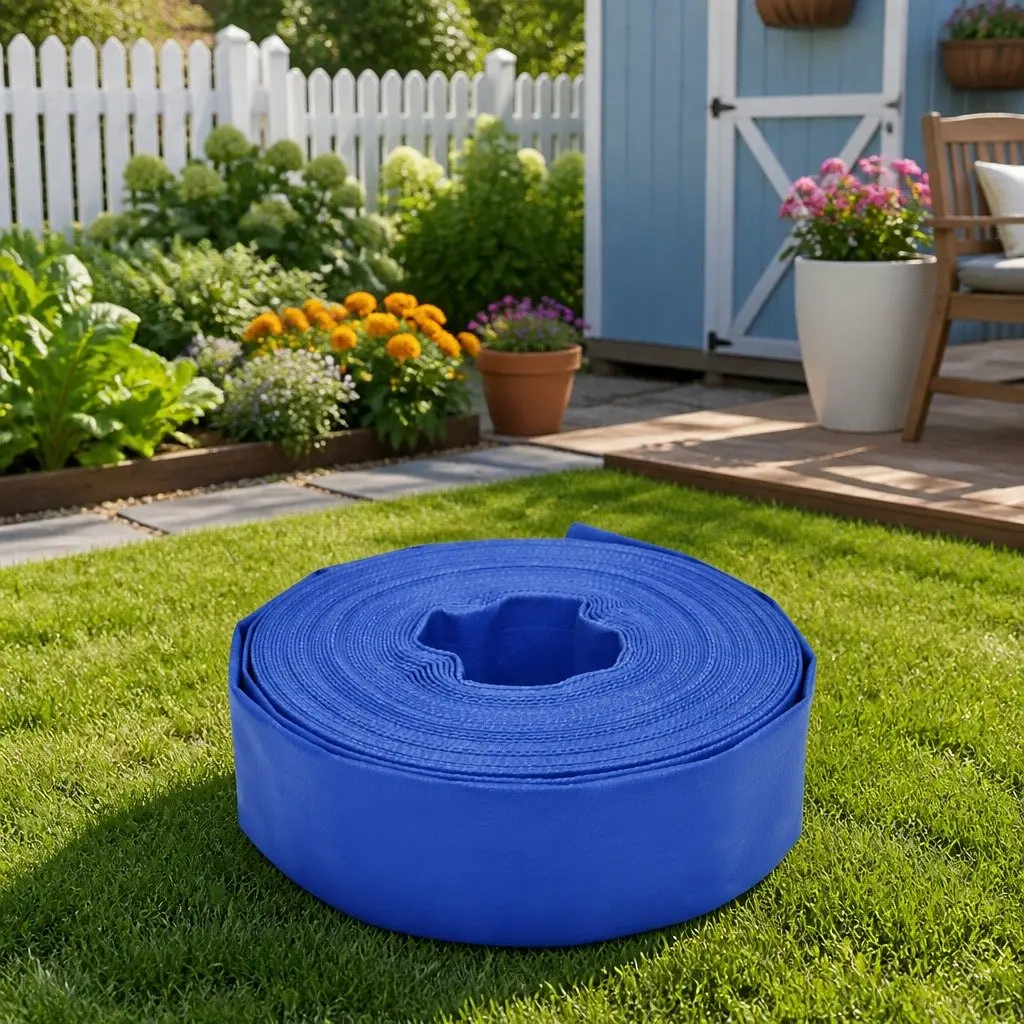 Flat Hose 50 m 1.5" PVC Water Irrigation Flexible Coil