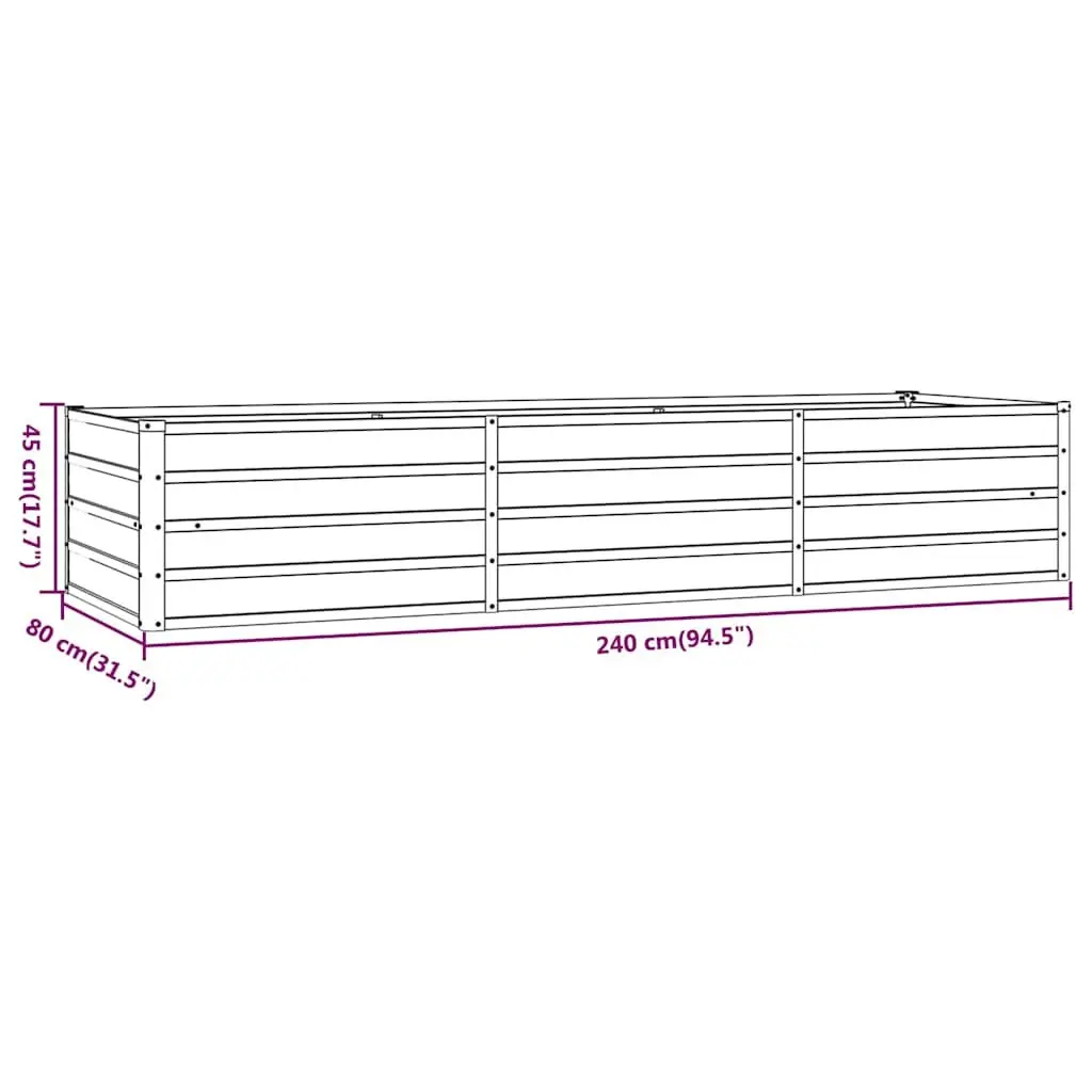Raised Garden Bed 240x80x45cm Corten Steel Outdoor Planter Box with Natural Weather Resistance