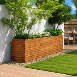 Garden Raised Bed Planter 291x50x69 cm Corten Steel Outdoor Vegetable Flower Box