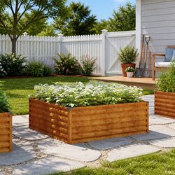 Stylish Corten Steel Planter Box 100x100x36 cm for Gardens