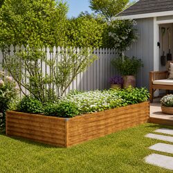 Spacious Corten Steel Raised Bed for Outdoor Gardens