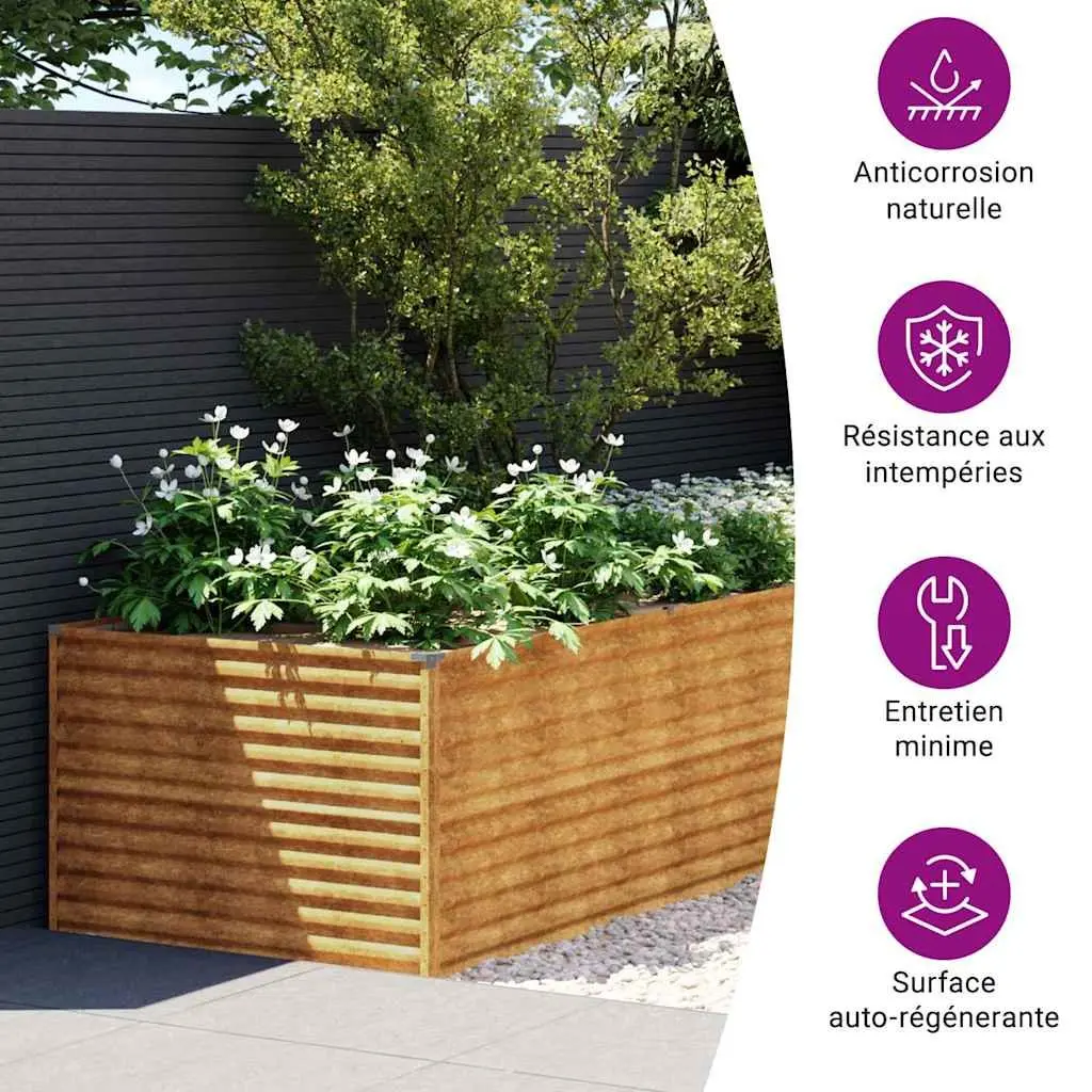 Garden Raised Bed 479x100x69cm Corten Steel Planter Box for Vegetables Flowers Herbs