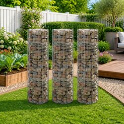 Circular Gabion Raised Beds 3 pcs Galvanised Steel Garden Planter Border Set