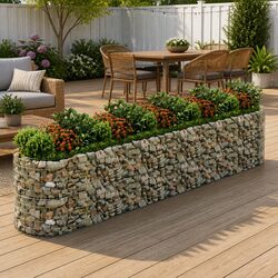 Gabion Raised Bed Planter Box Silver Galvanised Iron Garden Border Flower Bed