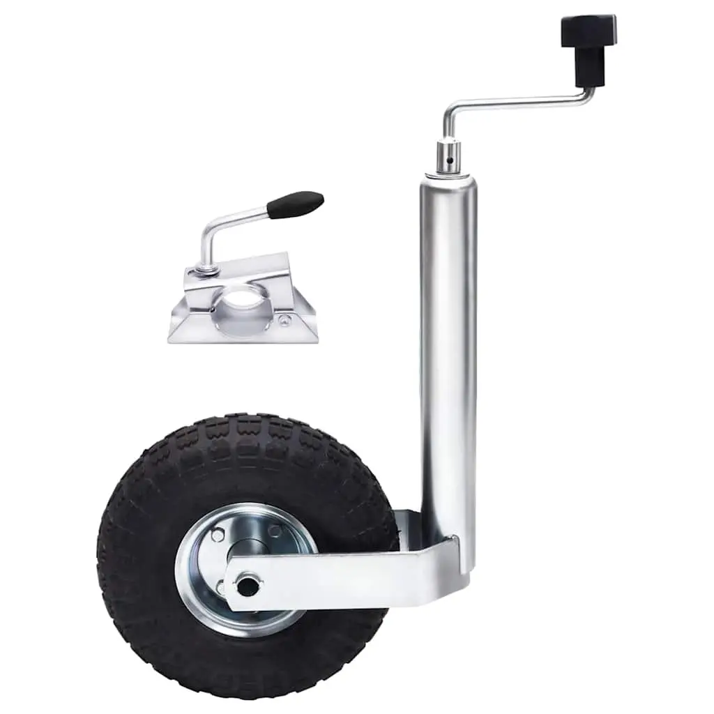 Jockey Wheel 48mm Adjustable Height Stabiliser Support with Inflatable Rubber Wheel