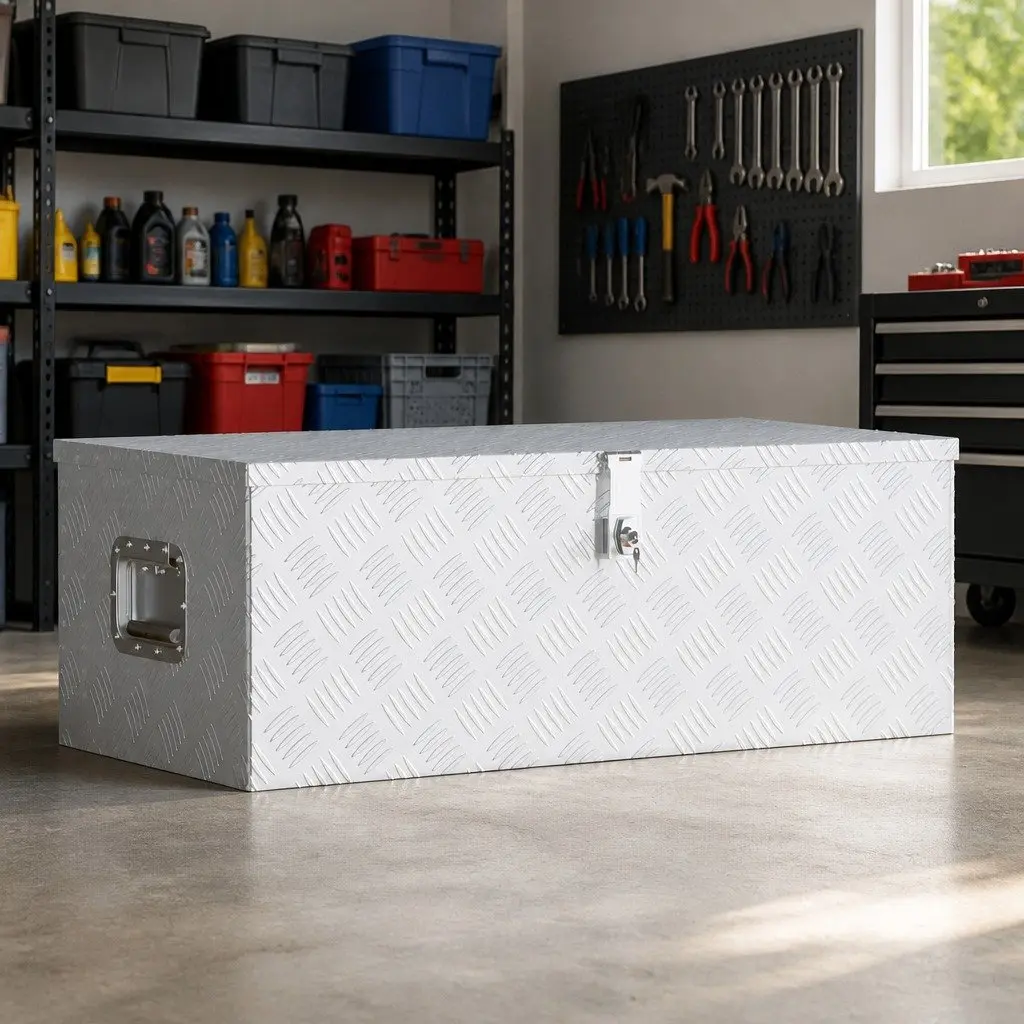 Storage Box 90x47x33.5 cm Aluminium Tool Organizer Locking Case