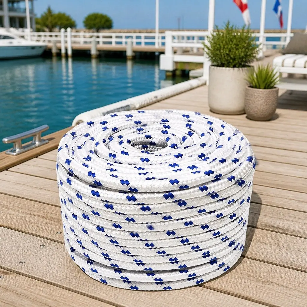 Marine Rope 12mm 25m Braided Polypropylene Weather Resistant for Sailing Boating Docking