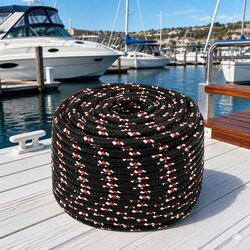 Boat Rope Black 12mm 25m Polypropylene Marine Braided Dock Line Sailing Rigging