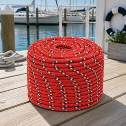 Boat Rope Red 12mm 100m Marine Braided Polypropylene Sailing Rigging Dock Line