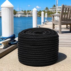 Black Polypropylene Boat Rope 12mm 100m Braided Marine Dock Line Sailing Rigging