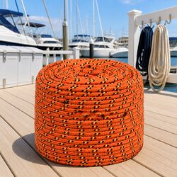 Boat Rope Orange 6mm 50m Marine Braided Polypropylene Sailing Rigging Dock Line