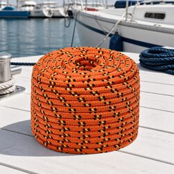Versatile Orange 12mm Braided Boat Rope for Outdoor Fun