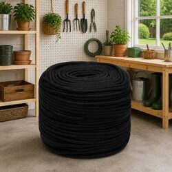 Versatile 8mm Black Braided Rope for Home and Garden 100m