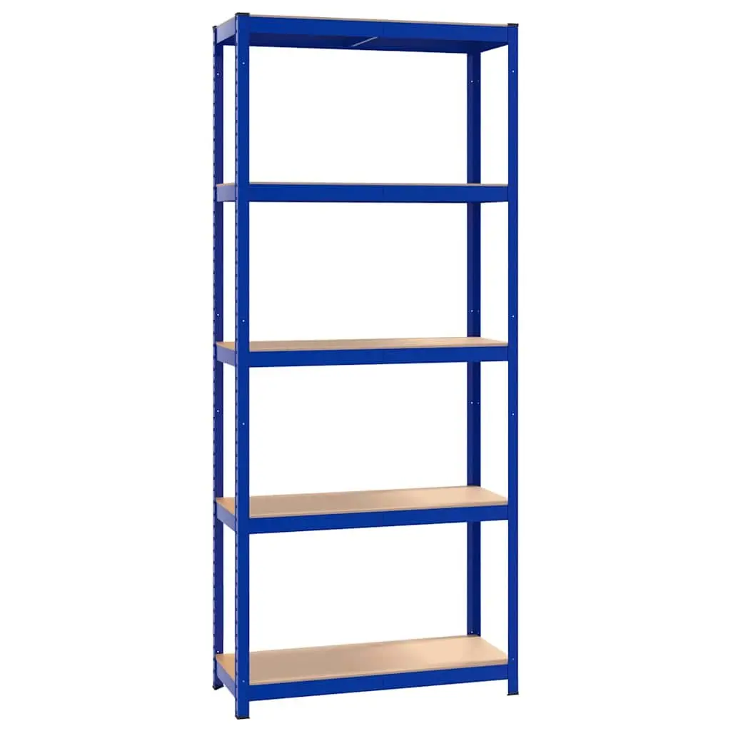 Industrial Storage Shelves 5-Layer Blue Steel Engineered Wood Boltless 3 Piece