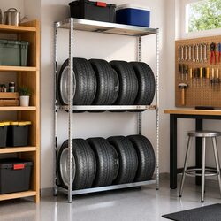 Optimize Your Garage with a 2-Layer Tire Storage Rack