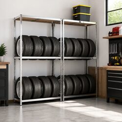 Garage Organization with 2-Layer Tire Storage Racks