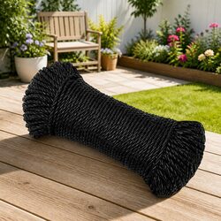 Versatile Black Twisted Polypropylene Work Rope 6mm 50m