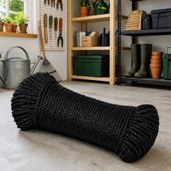 Work Rope Black 8mm 50m Twisted Polypropylene General Purpose Outdoor Garden