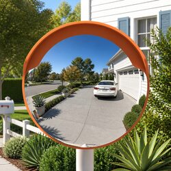 Enhance Your Space with an Orange Convex Traffic Mirror