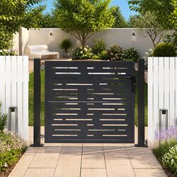 Garden Gate Anthracite 100x100 cm Steel Square Laser-Cut Design Lockable