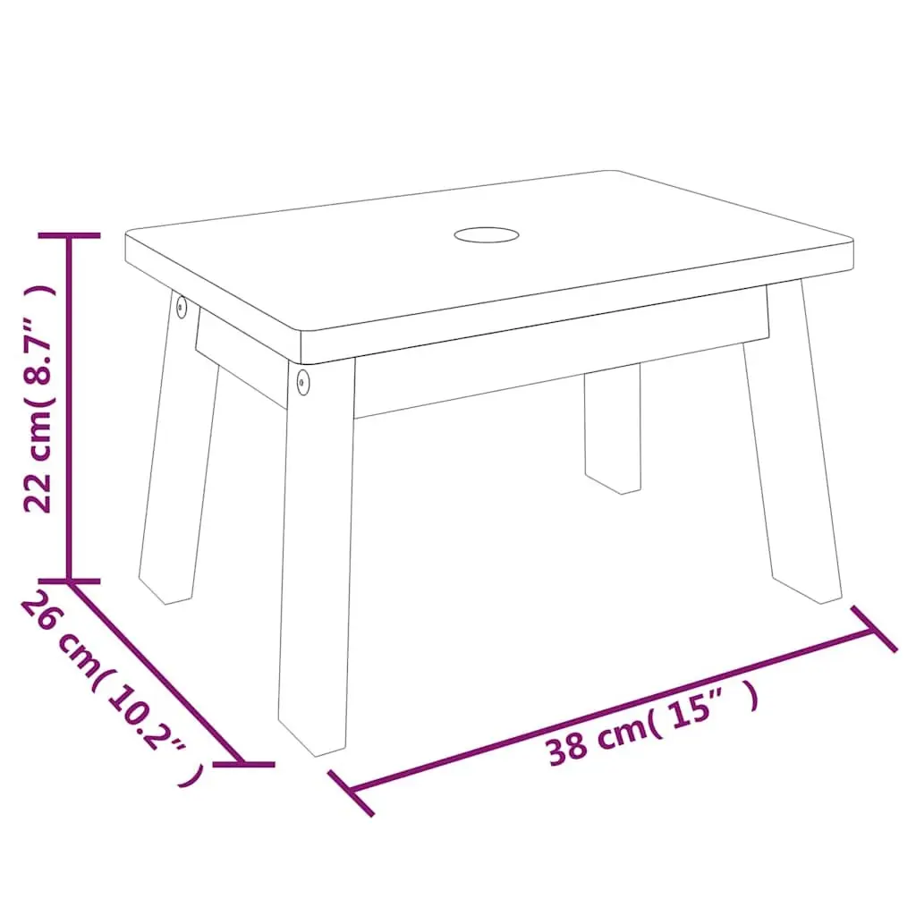 Step Stool 38x26x22cm Solid Acacia Wood Brown Multi-Purpose Footrest for Kitchen Bedroom