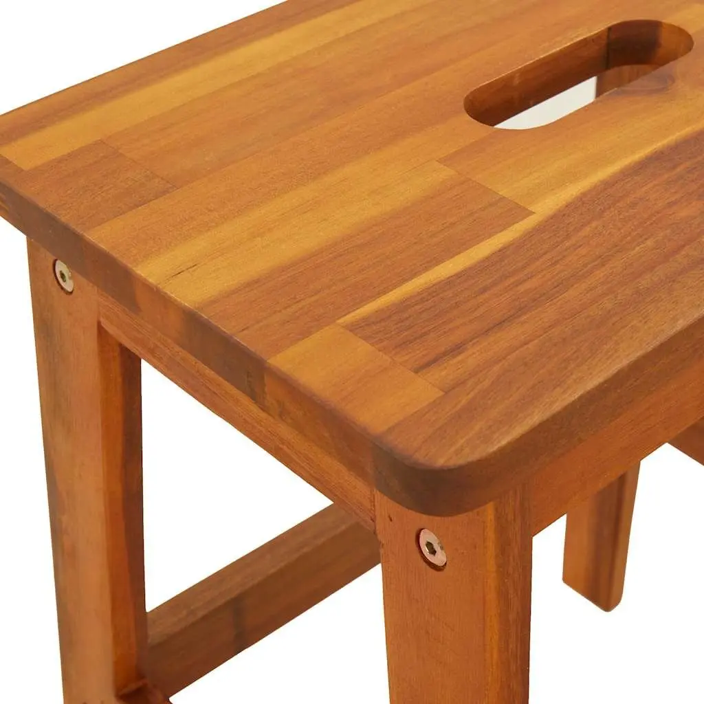 2 Step Stool Wooden Acacia Solid Construction Curved Edges Home Helper