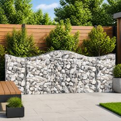 Arched Gabion Basket 200x50x100/120 cm Silver Garden Retaining Wall Barrier Cage