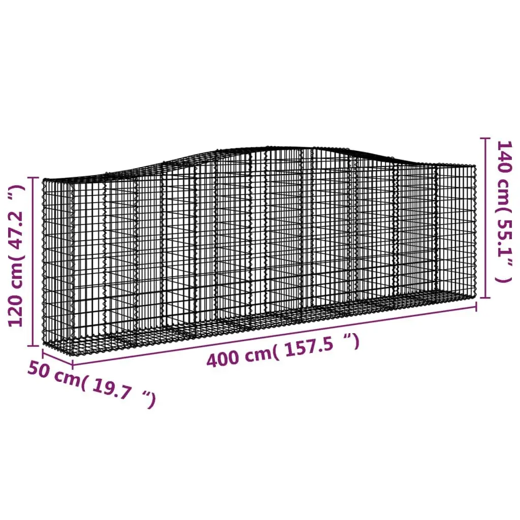 Arched Gabion Basket 400x50x120140 cm Decorative Garden Barrier Retaining Wall