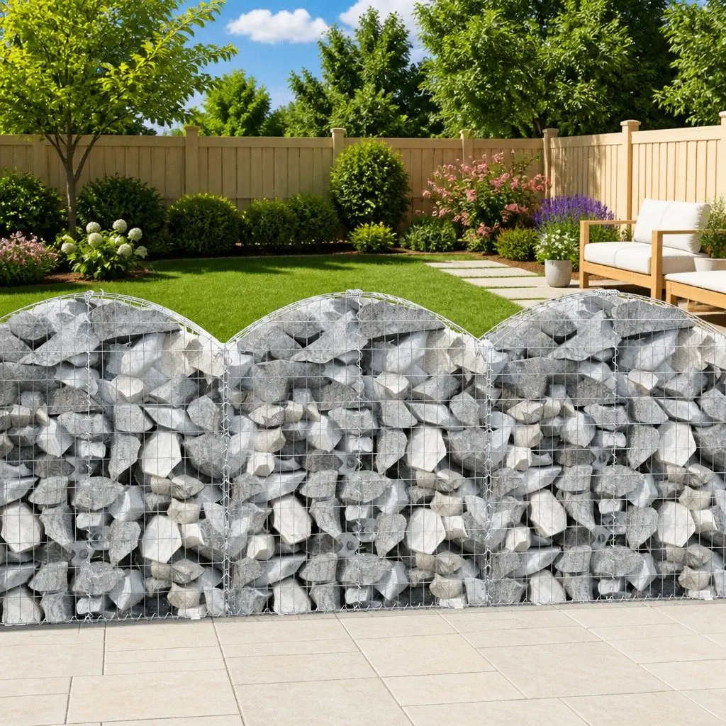 Arched Gabion Basket 100x30x100120 cm Decorative Garden Barrier Sturdy Construction