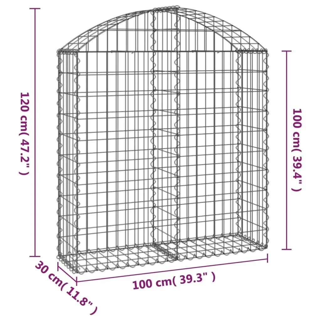Arched Gabion Basket 100x30x100120 cm Decorative Garden Barrier Sturdy Construction