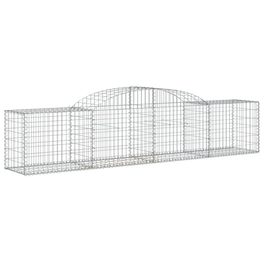 Arched Gabion Basket Garden Barrier 300 x 50 x 60/80 cm Decorative Outdoor Retaining Wall Galvanised Iron Construction