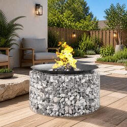 Stylish Outdoor Gabion Fire Pit Ø 100 cm for Gardens