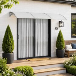Door Canopy Grey 300x100 cm Polycarbonate Front Entrance Weather Porch Shelter
