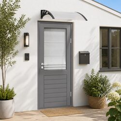 Black Polycarbonate Door Canopy 100x75cm for Weather Protection