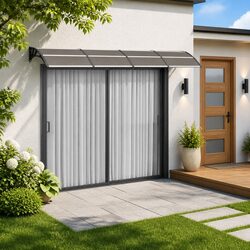 Door Canopy Black Transparent Polycarbonate Porch Awning Outdoor Weather Shield