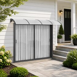 Door Canopy Black 350x100cm Polycarbonate Front Porch Awning Outdoor Weather