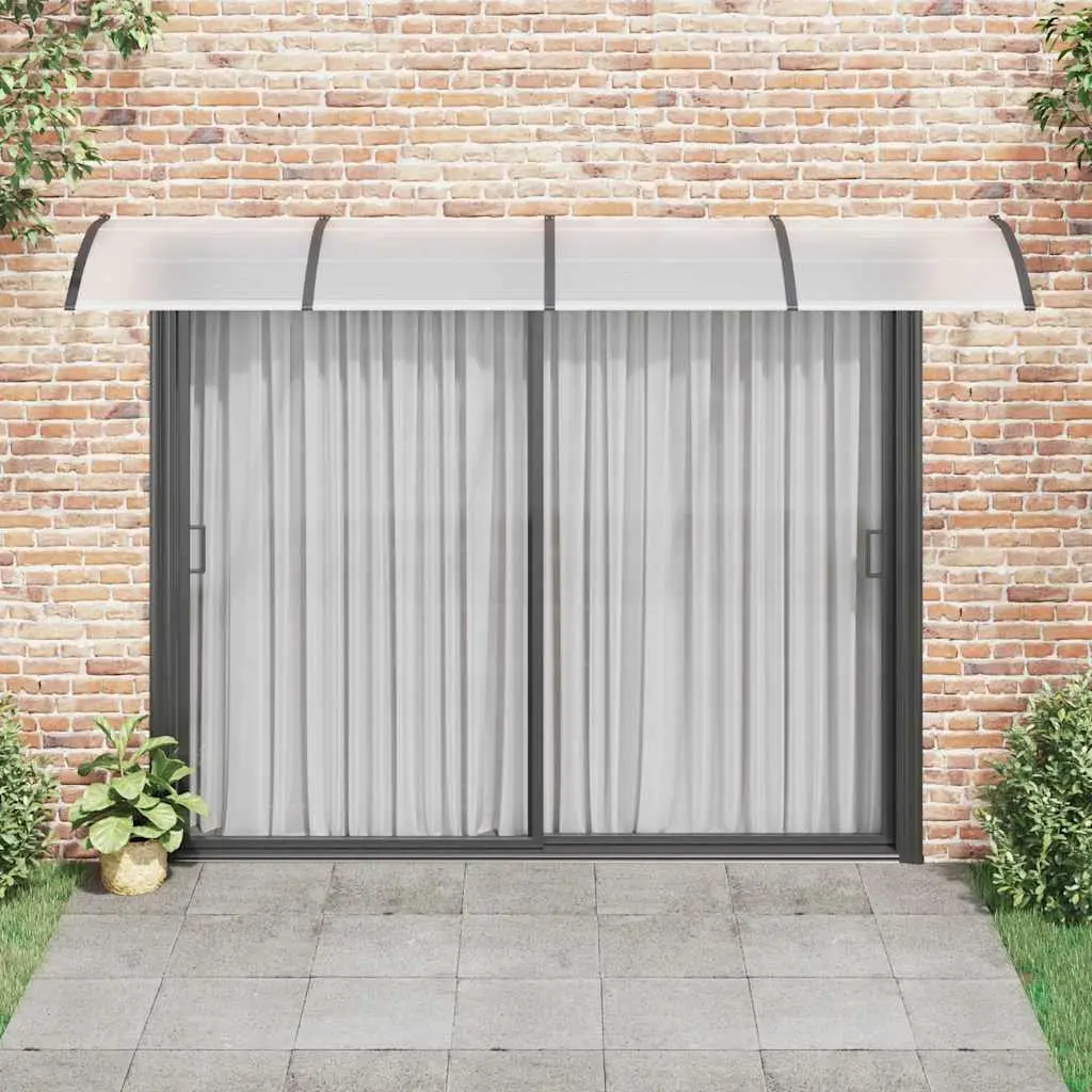 Door Canopy 350x100cm Polycarbonate Weather Resistant Black Front Porch Awning