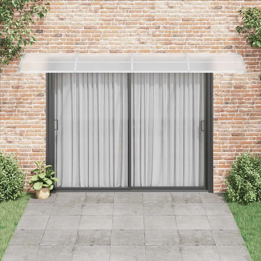 Door Canopy 400x75 cm Grey Polycarbonate Weather Protection Awning