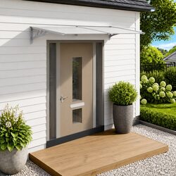 Grey Transparent Door Canopy Awning to Enhance Your Entryway 239x90cm