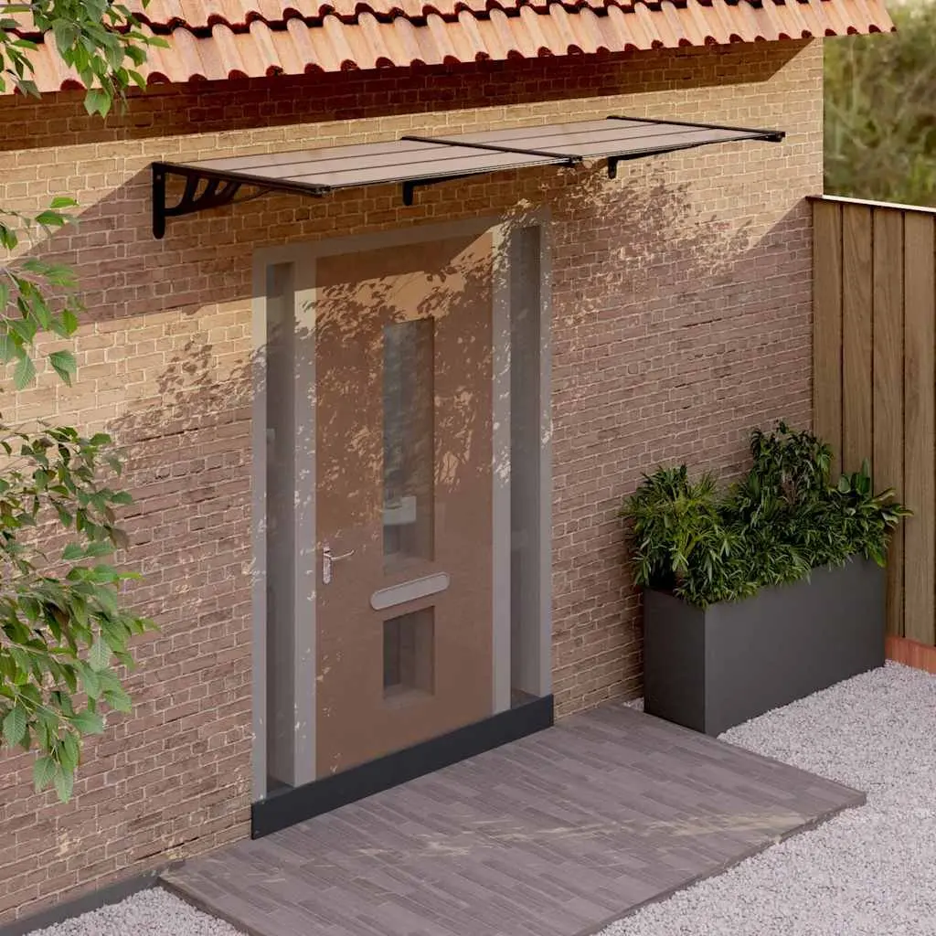 Door Canopy 239x90cm Polycarbonate Black Weather Protection Shelter