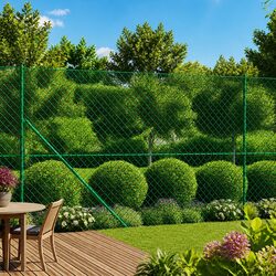 Chain Link Fence Panel Green 1.4 x 10m Garden Property Barrier Enclosure Mesh
